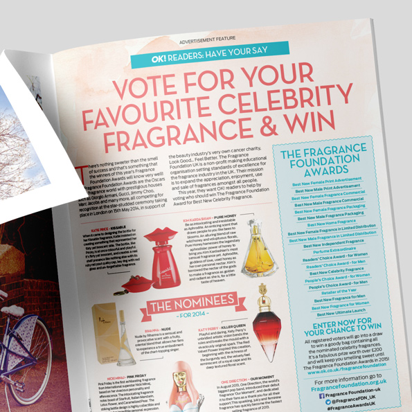 Fragrance Foundation advertorial in OK! Magazine