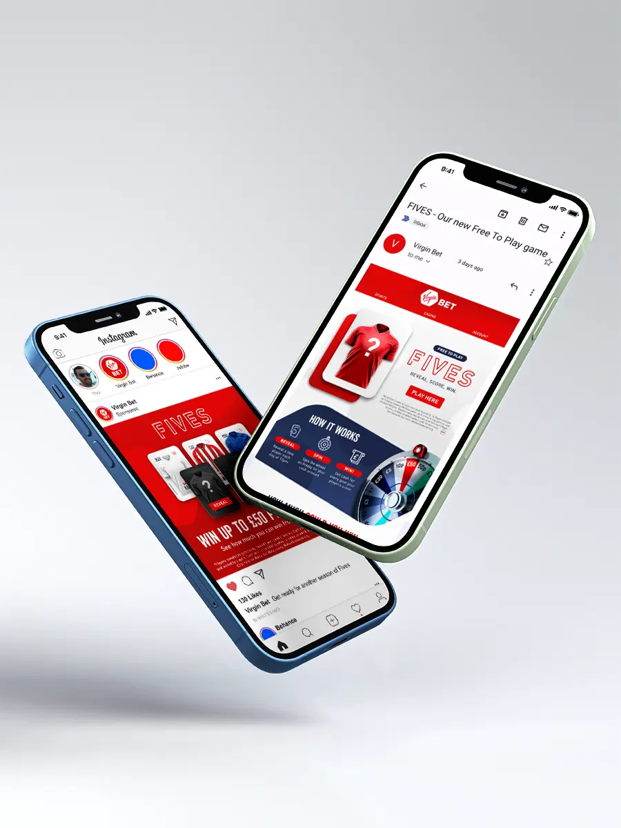 Virgin Bet Fives mail and social post